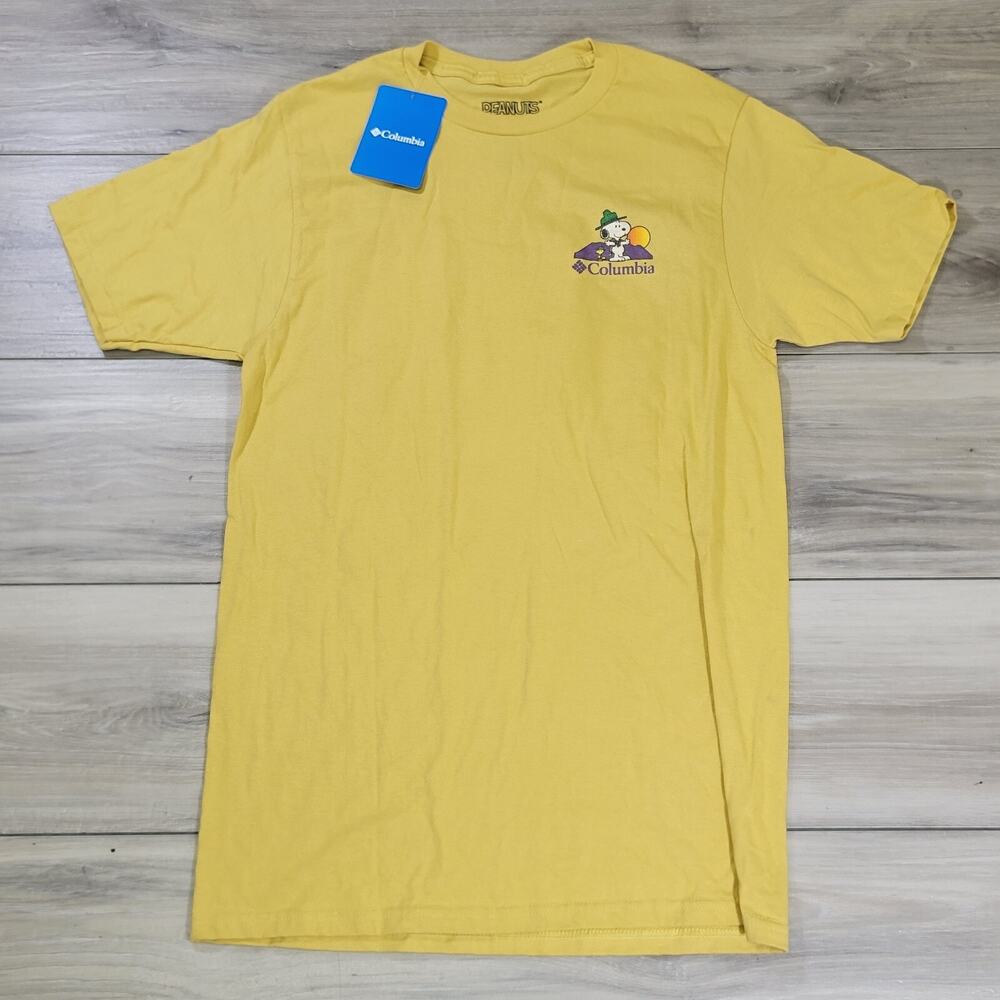 Columbia T-Shirt Women's Small Yellow Peanuts Short Sleeve New